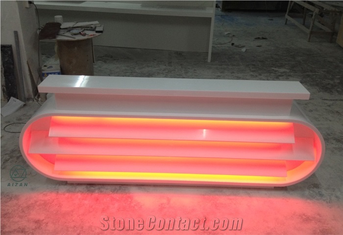 Solid Surface White Office Reception Counter
