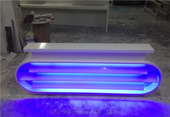 Solid Surface White Office Reception Counter