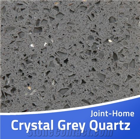 Crystal Light Dark Grey Jumbo Size Quartz Slabs