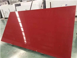 Pure Red Color Quartz Slab 2cm3cm Thick Jumbo Size