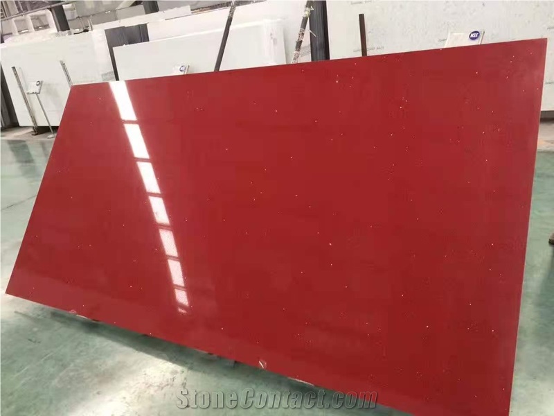 Pure Red Quartz Slabs 12mm 15mm 18mm 20mm 30mm