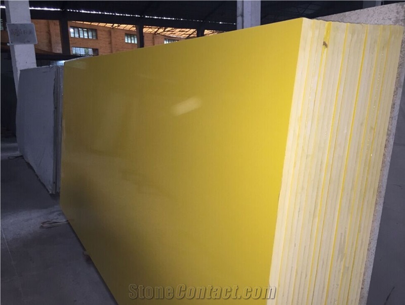 Pure Yellow Quartz Stone Slabs for Countertops