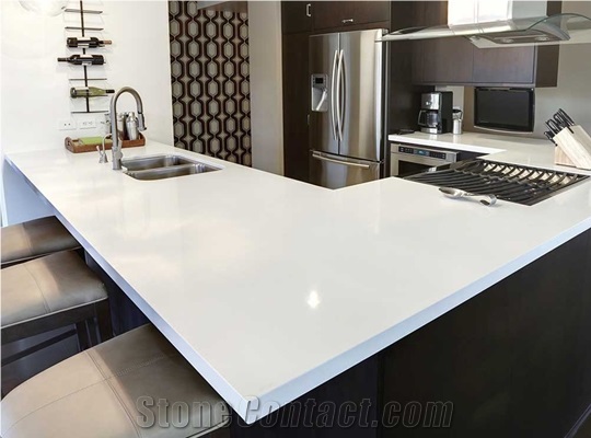 Super White Quartz Slabs Tiles / Manmade Stone