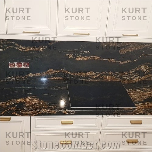 Cosmic Fusion Black Granite Kitchen Countertop