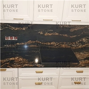 Cosmic Fusion Black Granite Kitchen Countertop