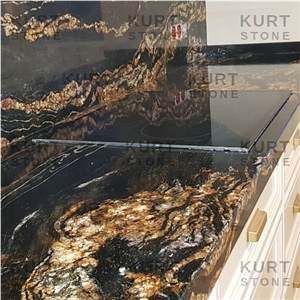 Cosmic Fusion Black Granite Kitchen Countertop
