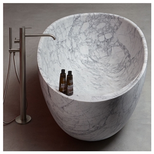 White Carrara Marble Bathtub Hand Carved Stone Bathtub