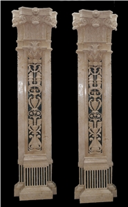 Carved Marble Corinthian Column Pillar Roman