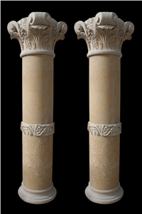 Carved Marble Corinthian Column Pillar Roman