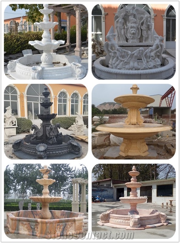 Classic Design Hand Carved Beige Marble Fountain