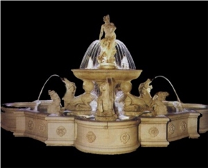 Classic Design Hand Carved Beige Marble Fountain