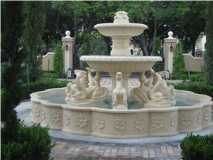 Classic Design Hand Carved Beige Marble Fountain