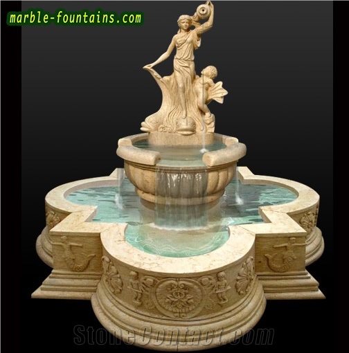 Classic Design Hand Carved Beige Marble Fountain