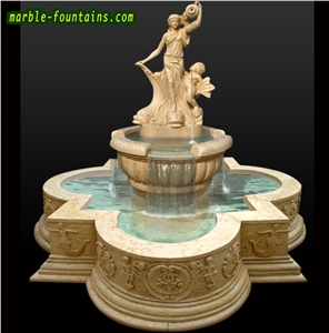 Classic Design Hand Carved Beige Marble Fountain