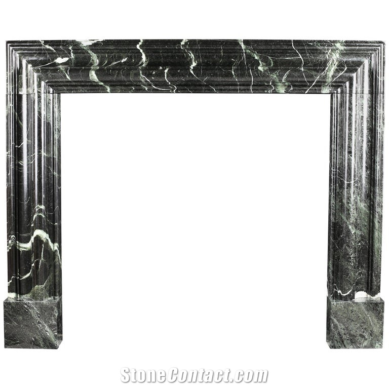 Italian Verde Antico Marble Indoor Fireplace Mantel