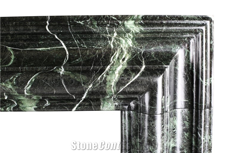 Italian Verde Antico Marble Indoor Fireplace Mantel