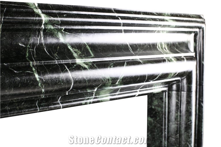 Italian Verde Antico Marble Indoor Fireplace Mantel