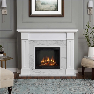 Fireplace Bursa White Limestone With Modern Design
