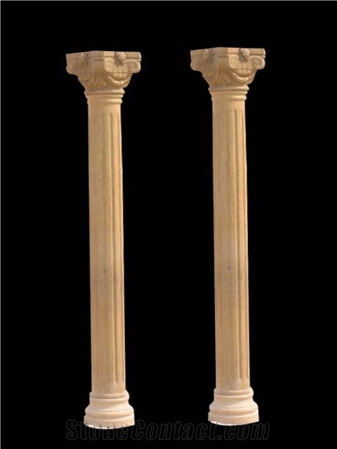 Garden Decorative Yellow Limestone Column Pillar & Columns