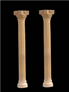 Garden Decorative Yellow Limestone Column Pillar & Columns