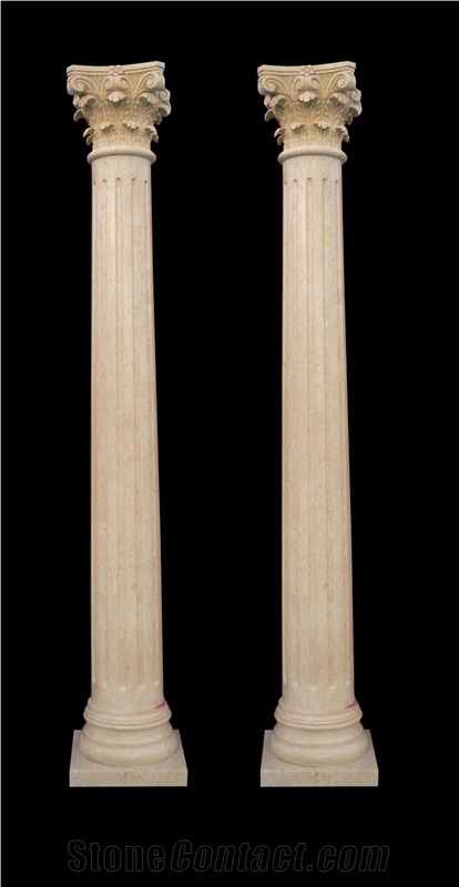 Garden Decorative Yellow Limestone Column Pillar & Columns