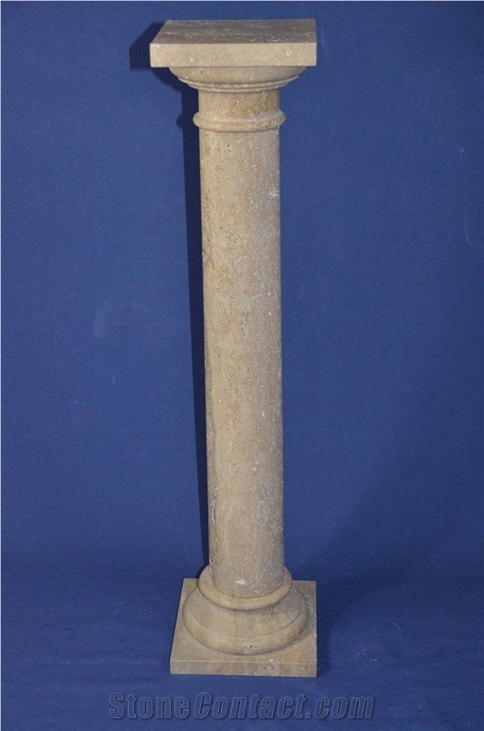 Hand Carved Garden Golden Yellow Limestone Column Pillar