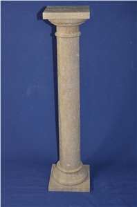 Hand Carved Garden Golden Yellow Limestone Column Pillar