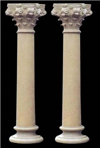 Hand Carved Garden Golden Yellow Limestone Column Pillar
