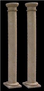 Hand Carved Garden Golden Yellow Limestone Column Pillar