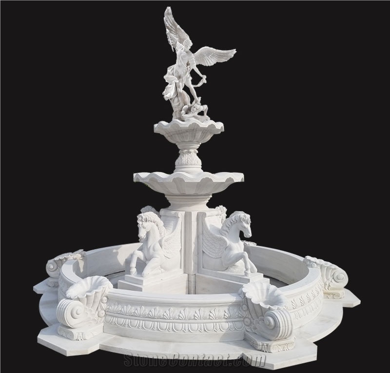 Large Natural White Marble Stone Water Fountain