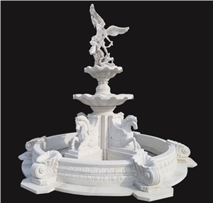 Large Natural White Marble Stone Water Fountain