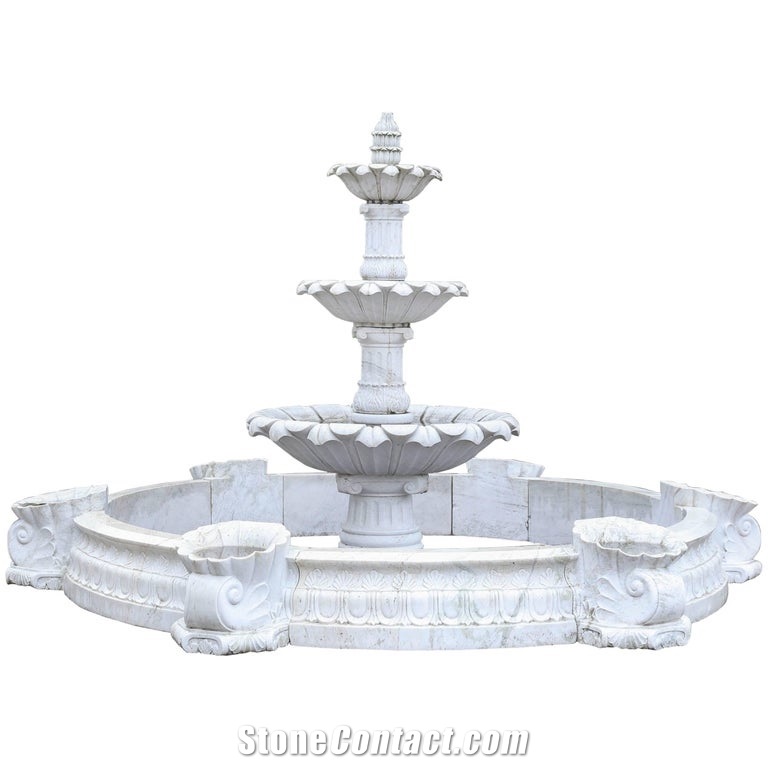 Large Natural White Marble Stone Water Fountain