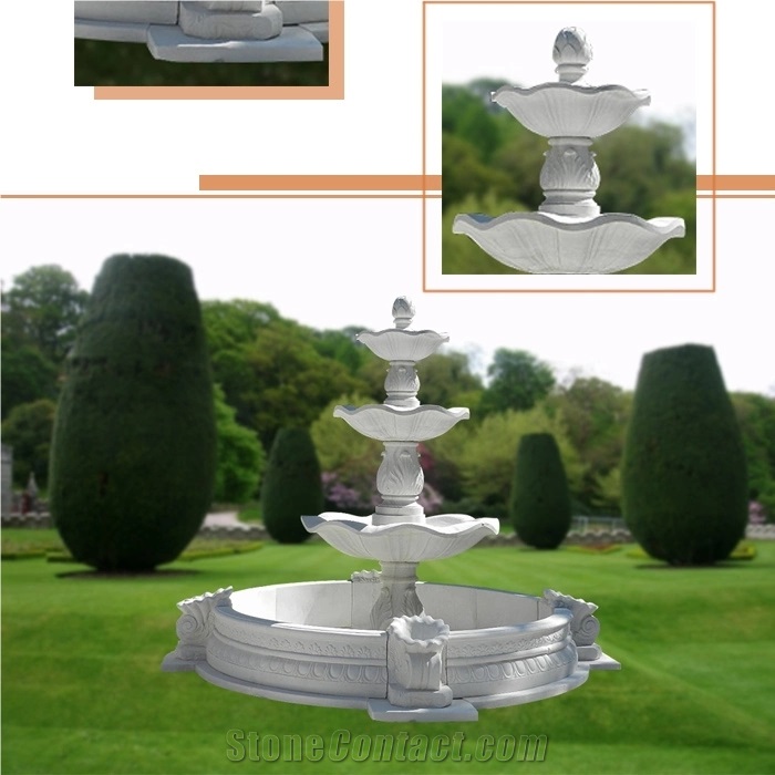 Outdoor Garden White Marble Stone Pool Fountain