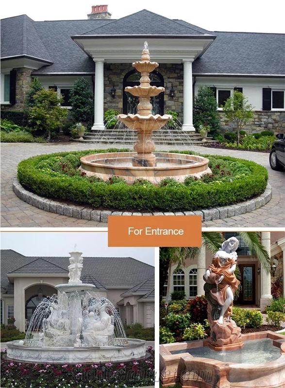 Outdoor Garden White Marble Stone Pool Fountain