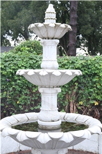 Outdoor Garden White Marble Stone Pool Fountain