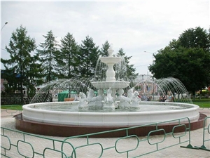 Outdoor Garden White Marble Stone Pool Fountain