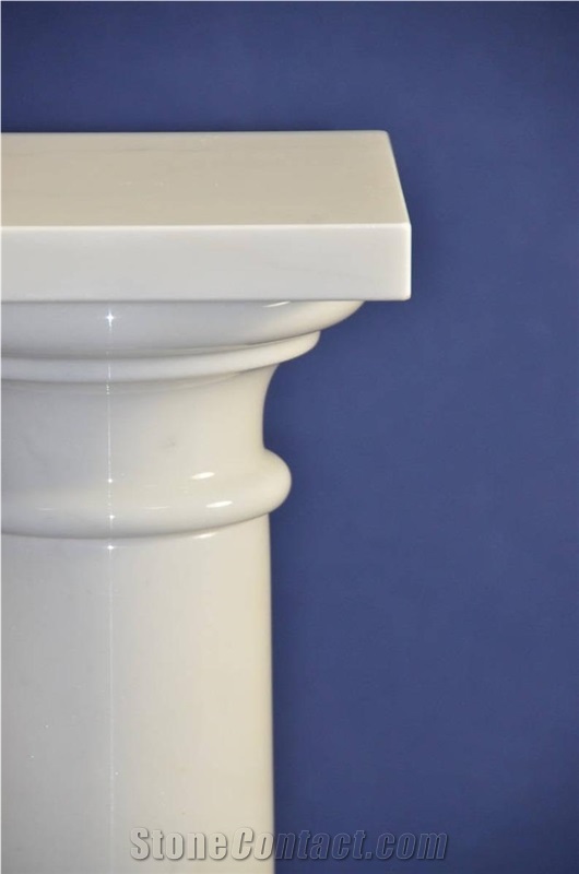 Outdoor White Marble Column Stone Pillar