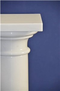 Outdoor White Marble Column Stone Pillar