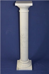 Outdoor White Marble Column Stone Pillar