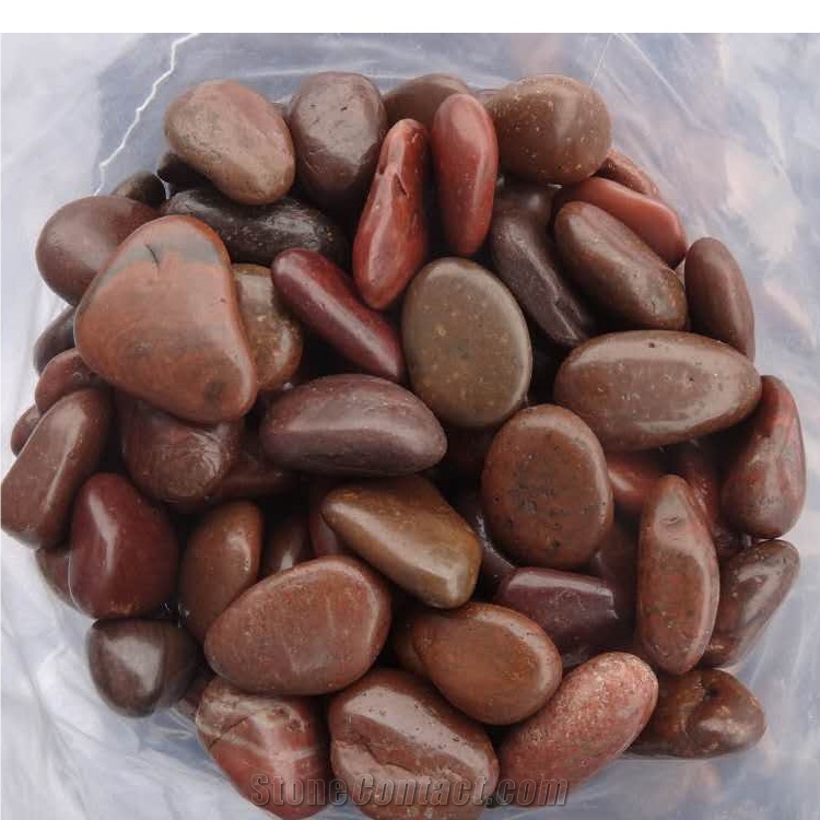 Red Washed River Stone ,Red Polished Pebble Stone