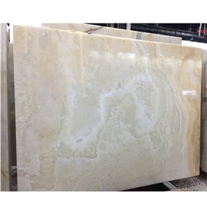 Snow White Onyx Slab on Wall, Natural White Onyx