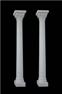 White Marble Design Carved Pillar Roman Column