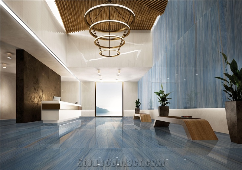 Royal Blue Macaubas Quartzite Slab Tile Floor Covering