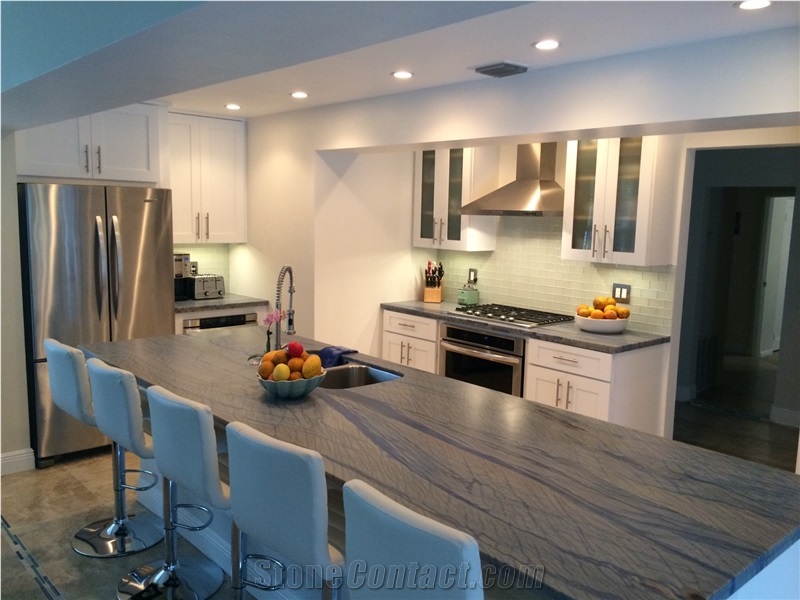 Royal Blue Macaubas Quartzite Slab Tile Floor Covering