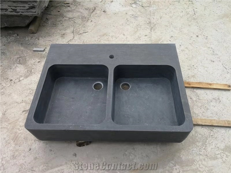 Wash Basin in Blue Limestone,Vessel Sink,Pedestal