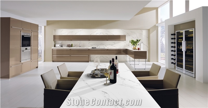 Calacatta Rocky Quartz Slabs for Countertops