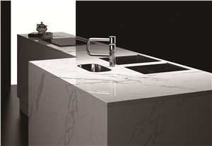 Calacatta White Quartz Kitchen Countertops
