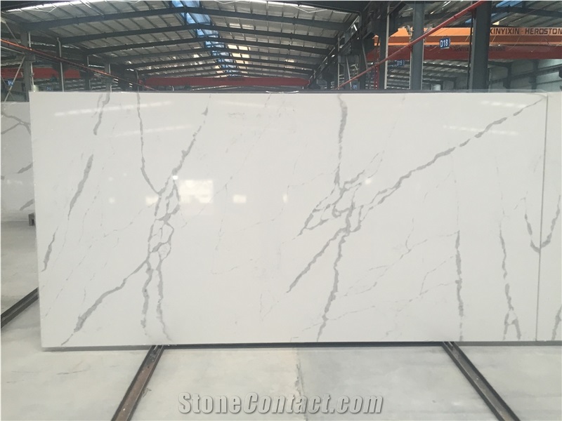 Calacatta White Quartz Kitchen Countertops