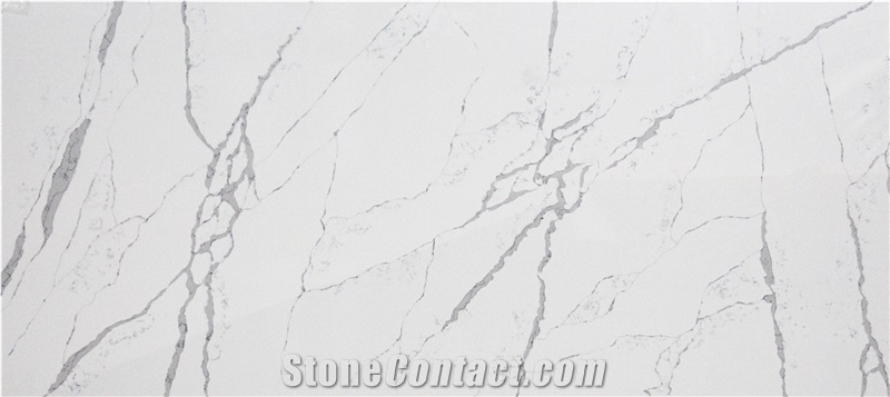 Calacatta White Quartz Kitchen Countertops