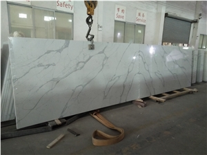 Calacatta White Trento Quartz Slabs for Countertops